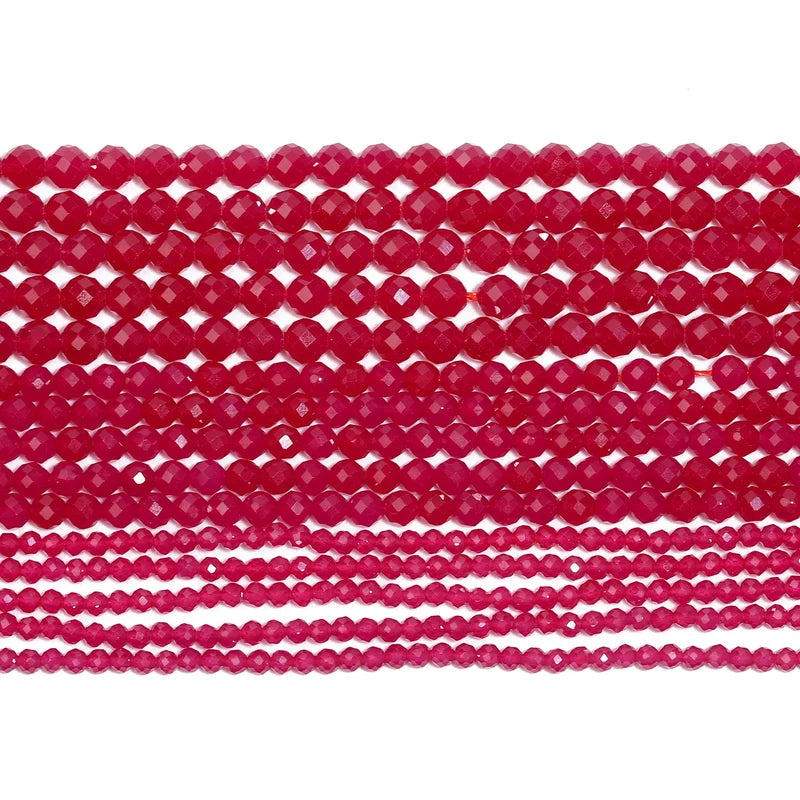 Natural Ruby-Corundum Beads Faceted Round Loose Spacer Beads for Jewelry Making