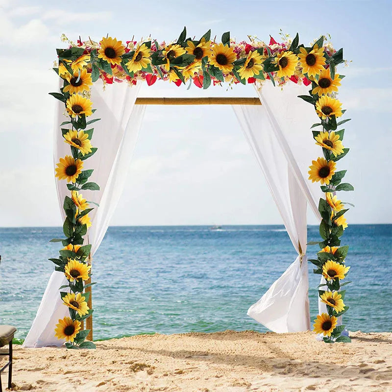 Artificial Sunflower Vine for Wedding Christmas Decor - Fake Flower Rattan
