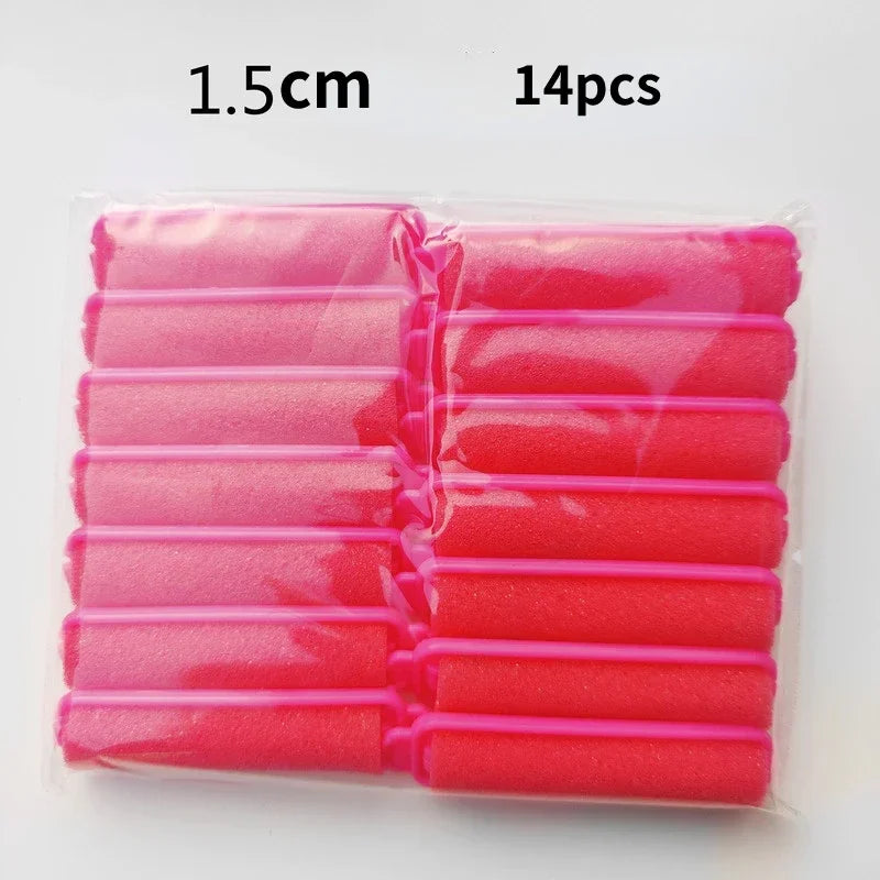 Set of 6-14 Soft Foam Hair Curlers for DIY Styling and Salon Use