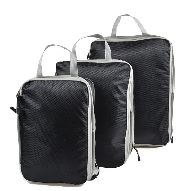Foldable Compressible Packing Cubes Waterproof Travel Storage Bag Suitcase Organizer