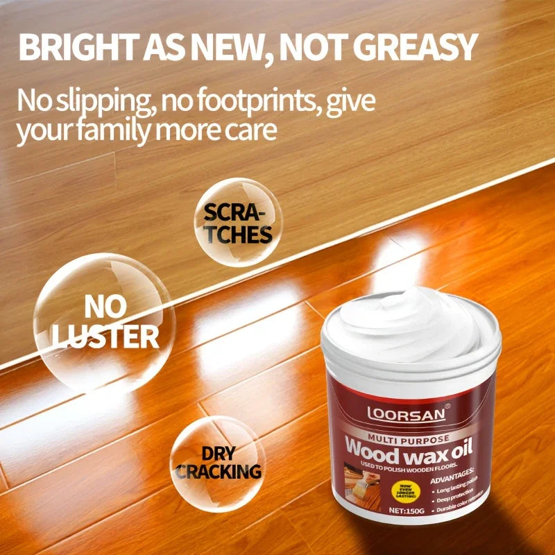 Furniture and Floor Wood Wax Oil - Almond & Beeswax Polish Cream, Quick Application