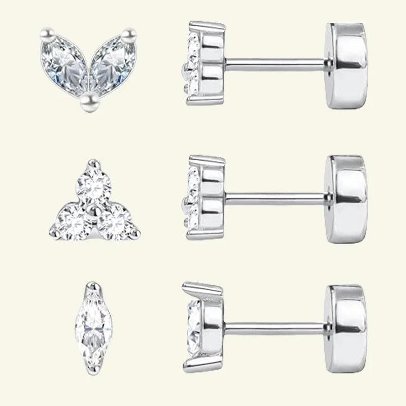 Hypoallergenic Stainless Steel Stud Earrings for Women - Dainty CZ Cartilage Helix Jewelry Set