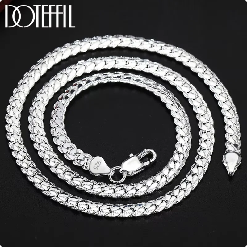 925 Sterling Silver Chain Necklace & Bracelet Set for Women & Men - Multiple Lengths & Colors
