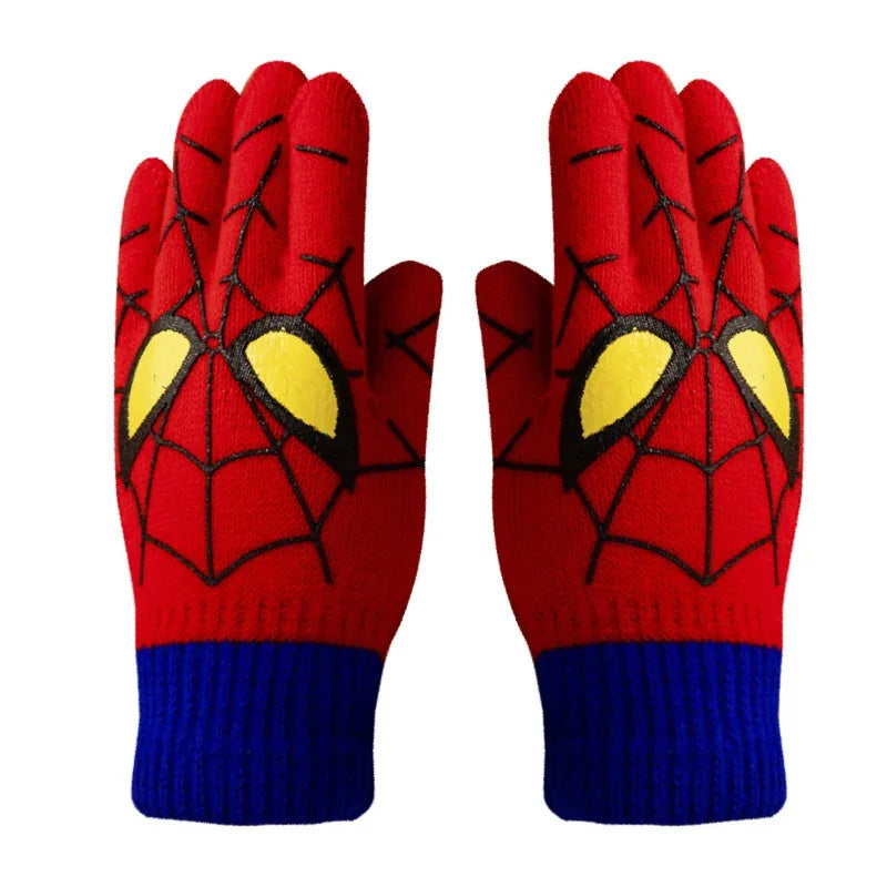Kids Winter Knitted Gloves with Spider Pattern - Soft & Warm for Daily Wear & Christmas Gift