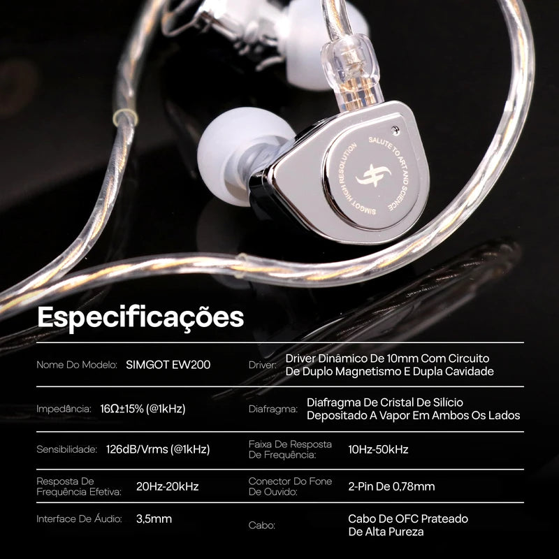 In-Ear Earphones with 10mm Dynamic Driver Dual Magnetic Circuit Hi-Fi Sound