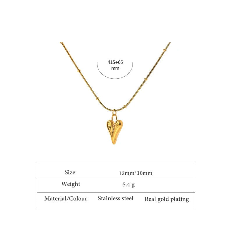 Women’s Heart Pendant Chain Necklace - Stainless Steel Choker Jewelry, Gift Idea