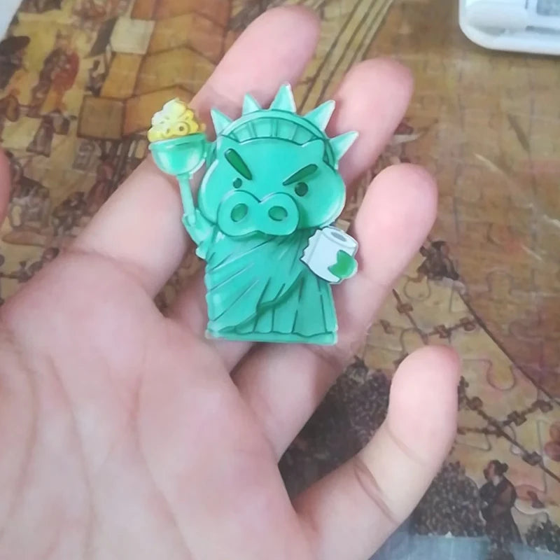 Funny Acrylic Fridge Magnet Set with Crayon Shin-Chan & Statue of Liberty Design - Refrigerator Decor