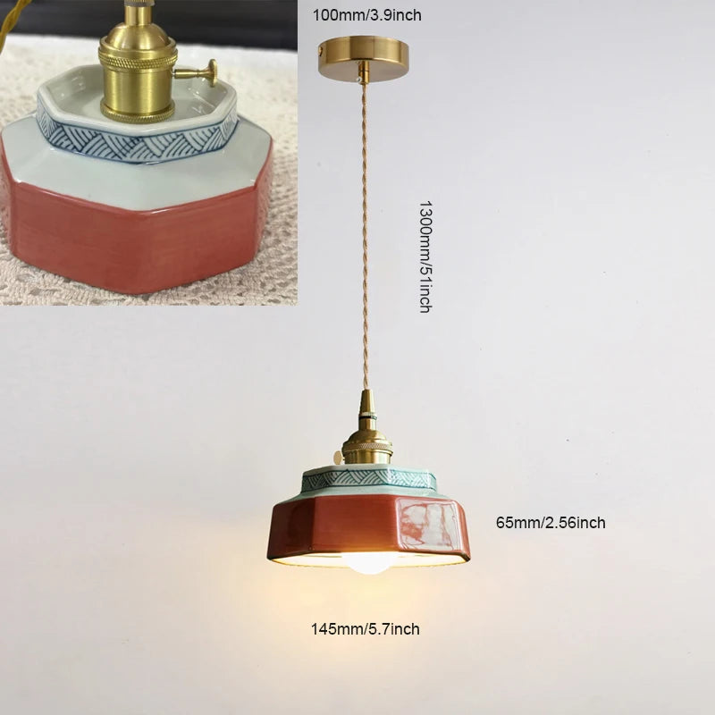 Retro Pendant Lamp E27 LED Hanging Light for Restaurant Balcony Dining Room