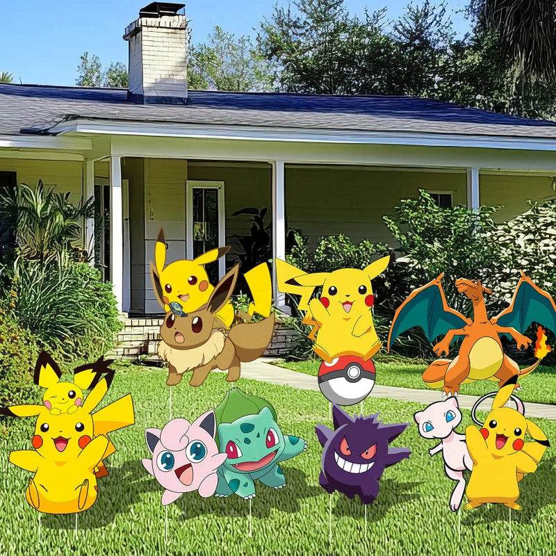 Pokemon Yard Signs Set - 8pcs Lawn Decorations for Pokemon Party