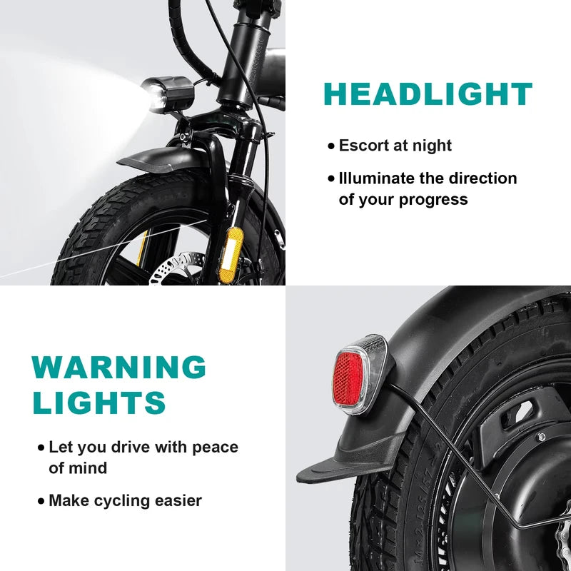 Folding Electric Bicycle 20MPH 560W Motor 48V Removable Battery 14-Inch Commuter Bike