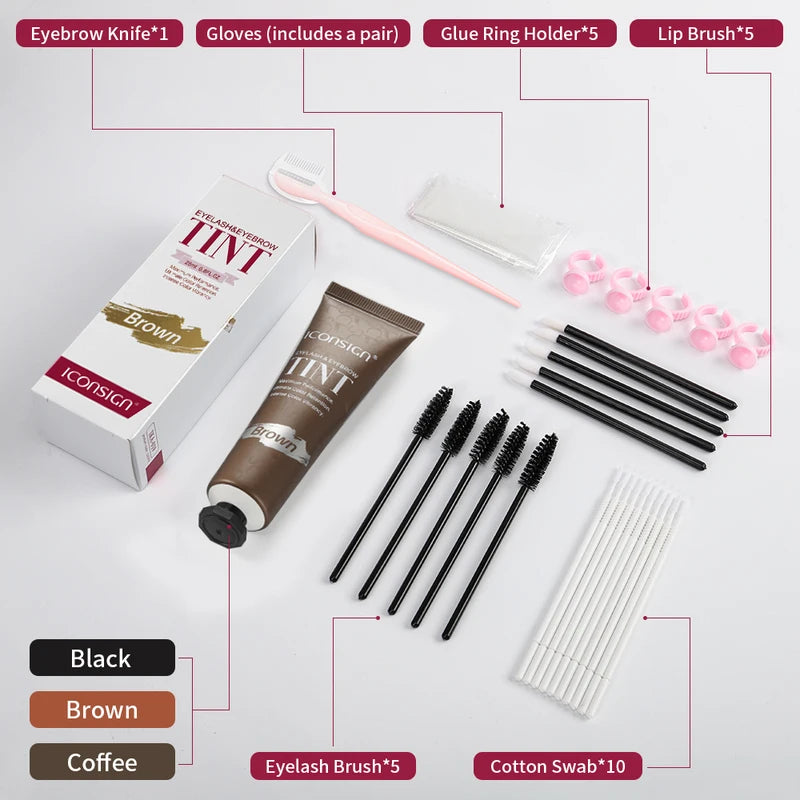 Eyebrow & Lash Tint Kit - Waterproof Long Lasting Dye for Brows and Eyelashes