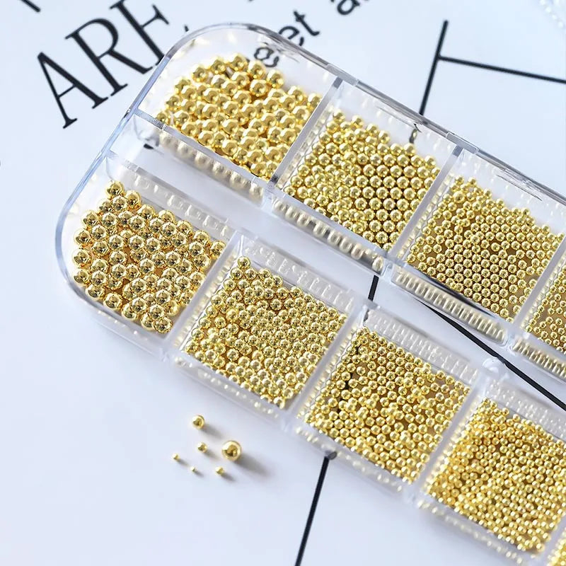 Mini Caviar Beads Nail Art Sets - 12Grid & 6Grid Strass Nail Diamonds for DIY Manicure