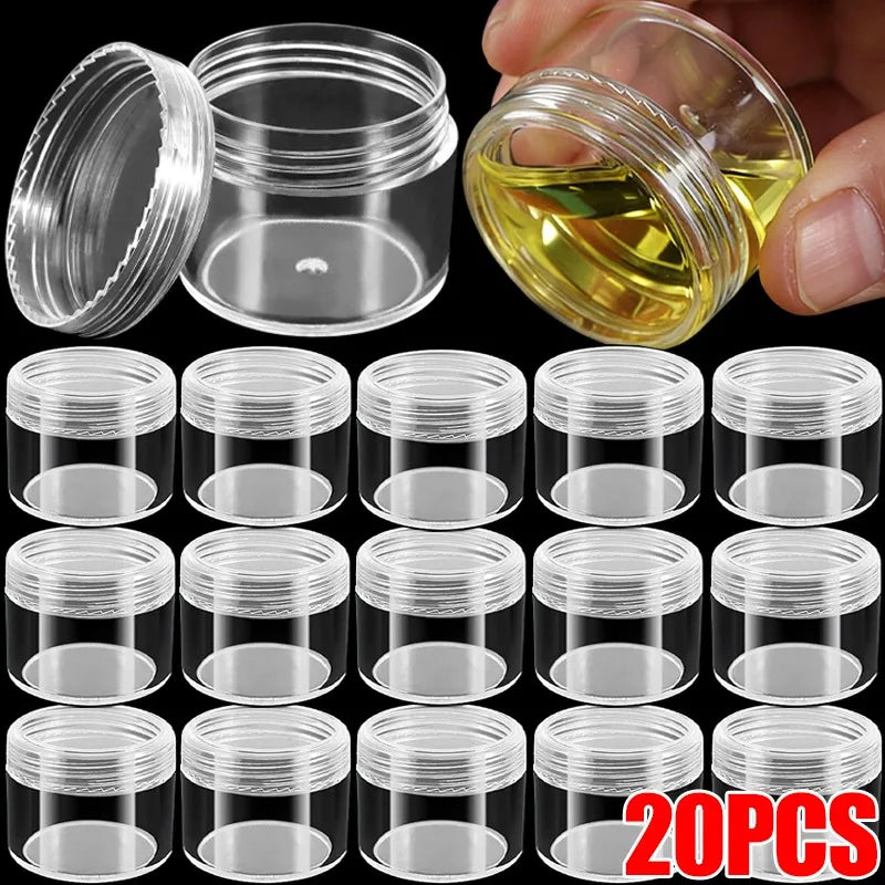 Set of 10 Clear Plastic Cosmetic Storage Containers with Lids - Portable Makeup Jars