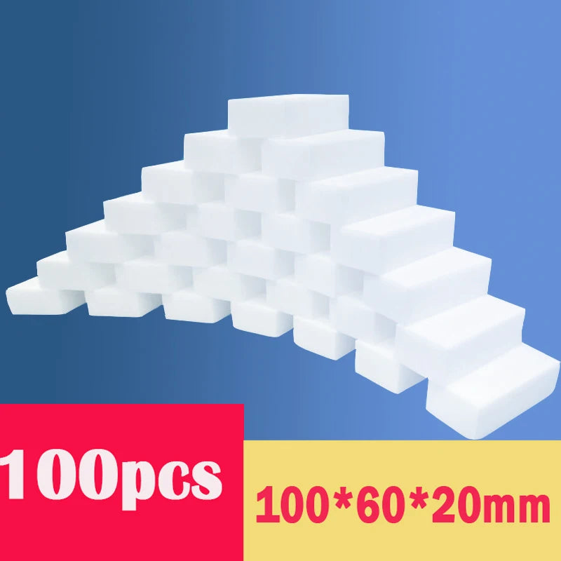 100pcs White Melamine Magic Sponge Erasers for Kitchen Bathroom Cleaning