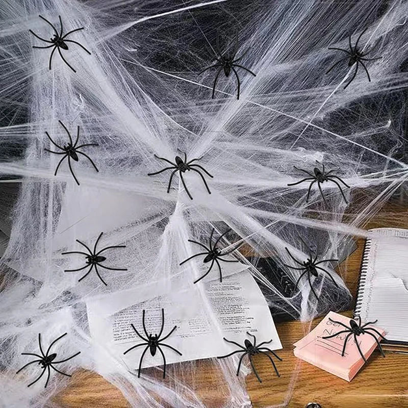 50/100Pcs Fake Plastic Spider Halloween Decorations Haunted House Prank Supplies