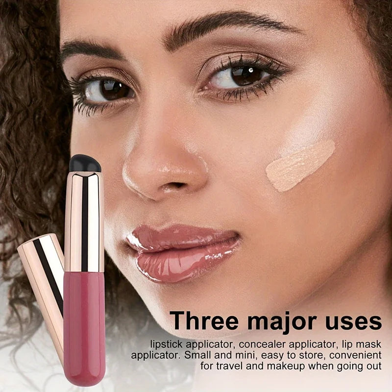 Portable Silicone Lip Brush with Cover - Mini Makeup Applicator for Lip Balm and Lipstick