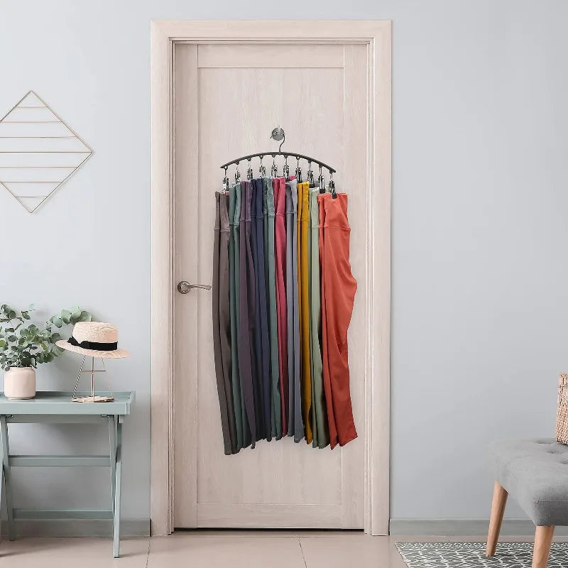 Multi-Shape Metal Hangers with 10 Clothespins for Closet Pants Hats Organizer
