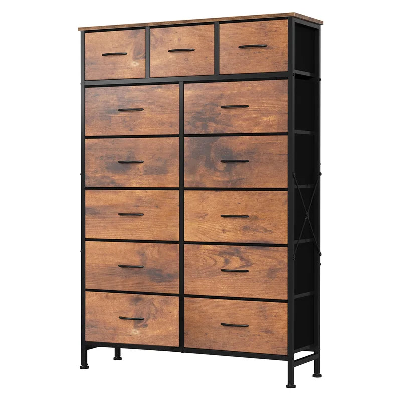 13-Drawer Fabric Dresser with Adjustable Feet Steel Frame Living Room Storage Cabinet