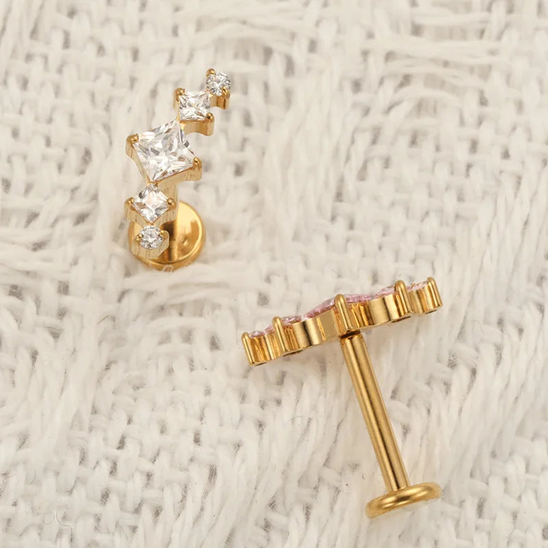 Titanium Body Piercing Jewelry Helix Tragus Conch Lip Labret Nose Earring Set