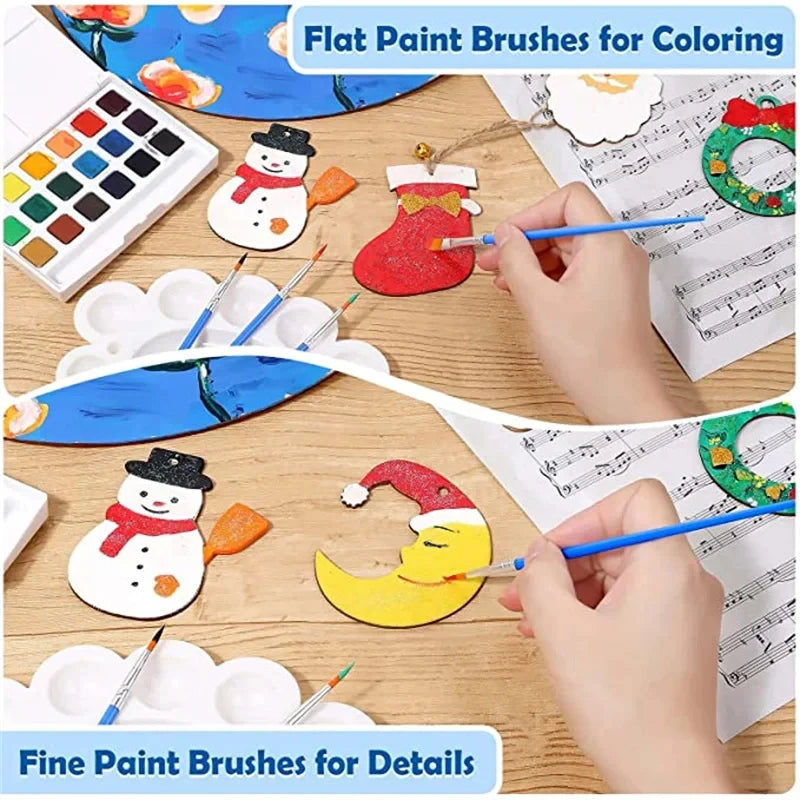 Kids Paint Brush Set 100pcs Assorted Flat Round Pointed Watercolor Oil Acrylic Craft