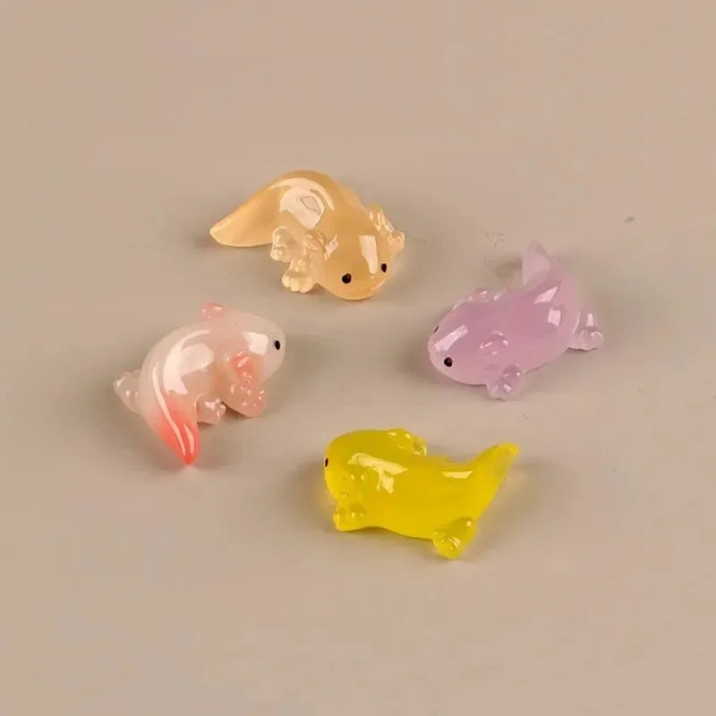 10Pcs Colorful Luminous Mini Salamander Aquarium Decor & Dollhouse Figurines