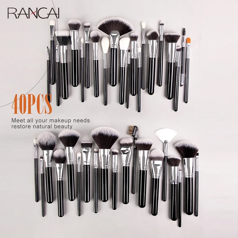 40-Piece Makeup Brush Set with Synthetic Bristles - Professional Quality