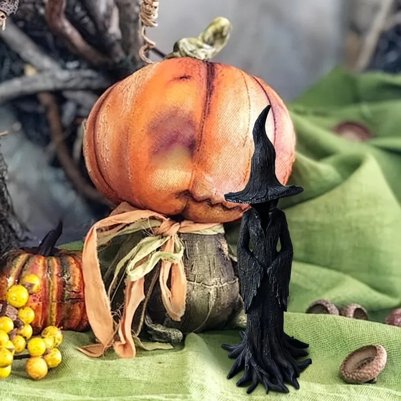 Dark Halloween Witch Resin Statue Gothic Decor Desktop Ornament Collectible Figurine