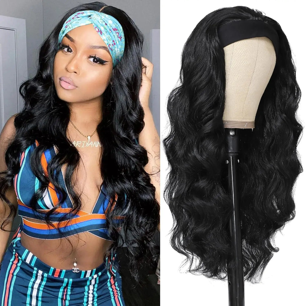 Synthetic Long Wavy Headband Wig for Women - Curly Party & Daily Use