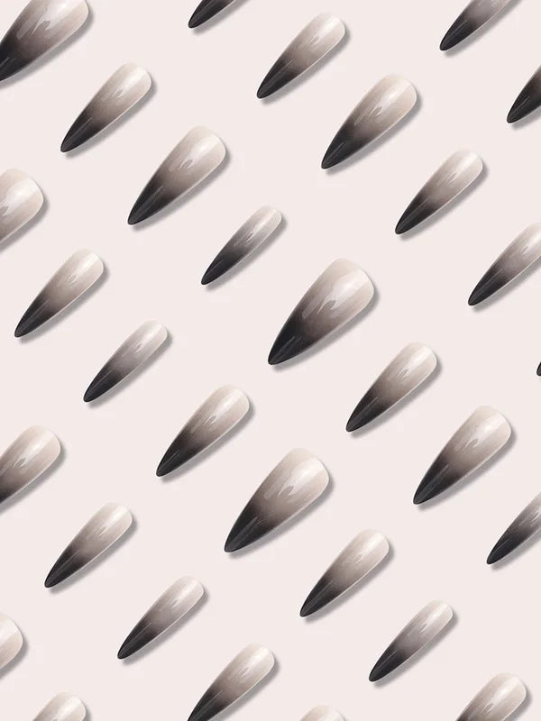 24-Piece Black Gradient Fake Nail Set for Halloween Nail Art
