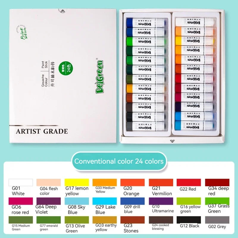 Multi-Color Gouache Paint Sticks Set - Washable Non-Toxic Art Supplies for Drawing and Graffiti