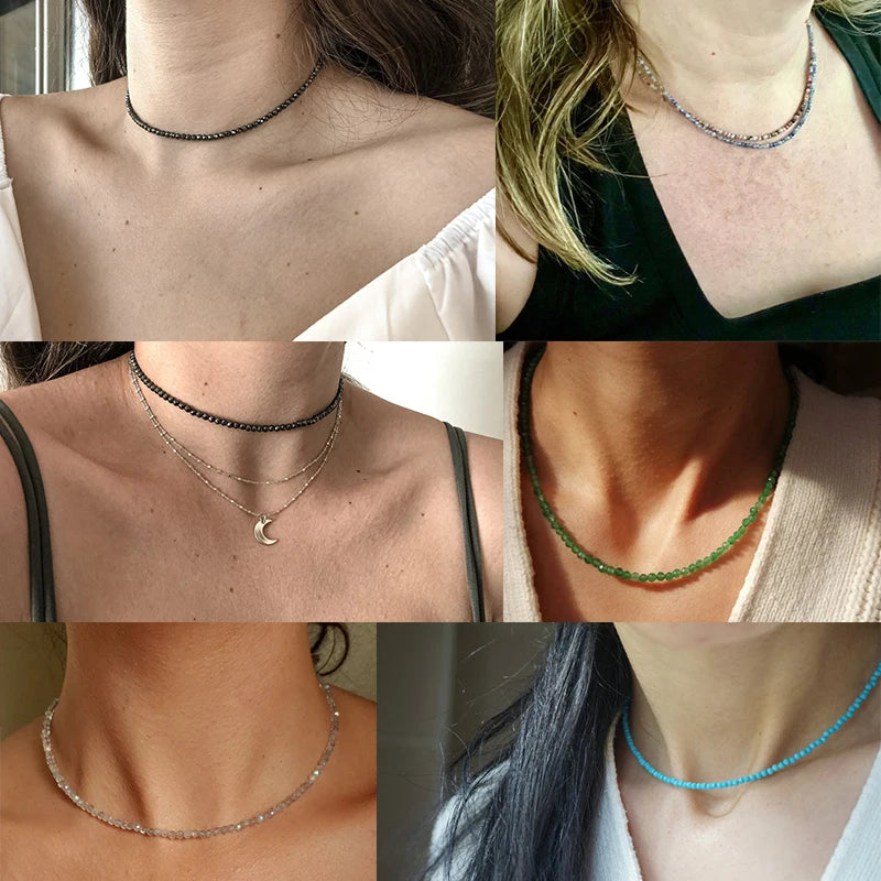 Minimalist Natural Stone Beads Necklace for Yoga & Gifts - Female Choker Jewelry
