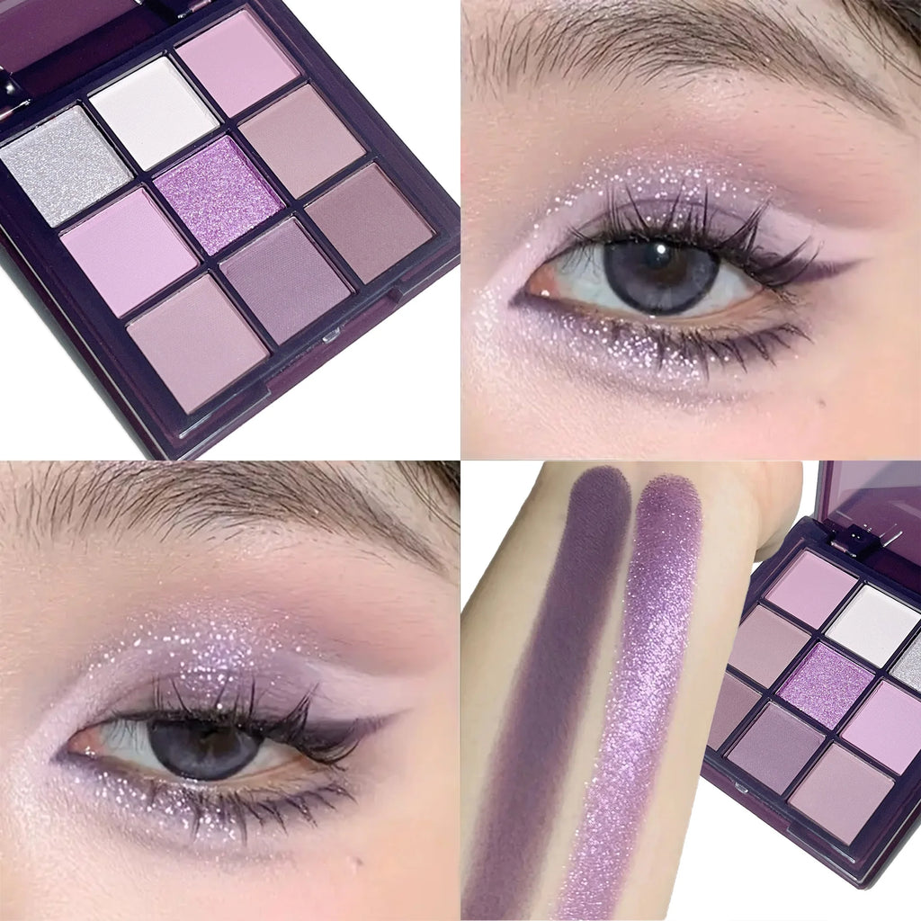 Purple & Violet Eyeshadow Palette with Matte and Shimmer Shades, Smoky and Pearlescent Finishes