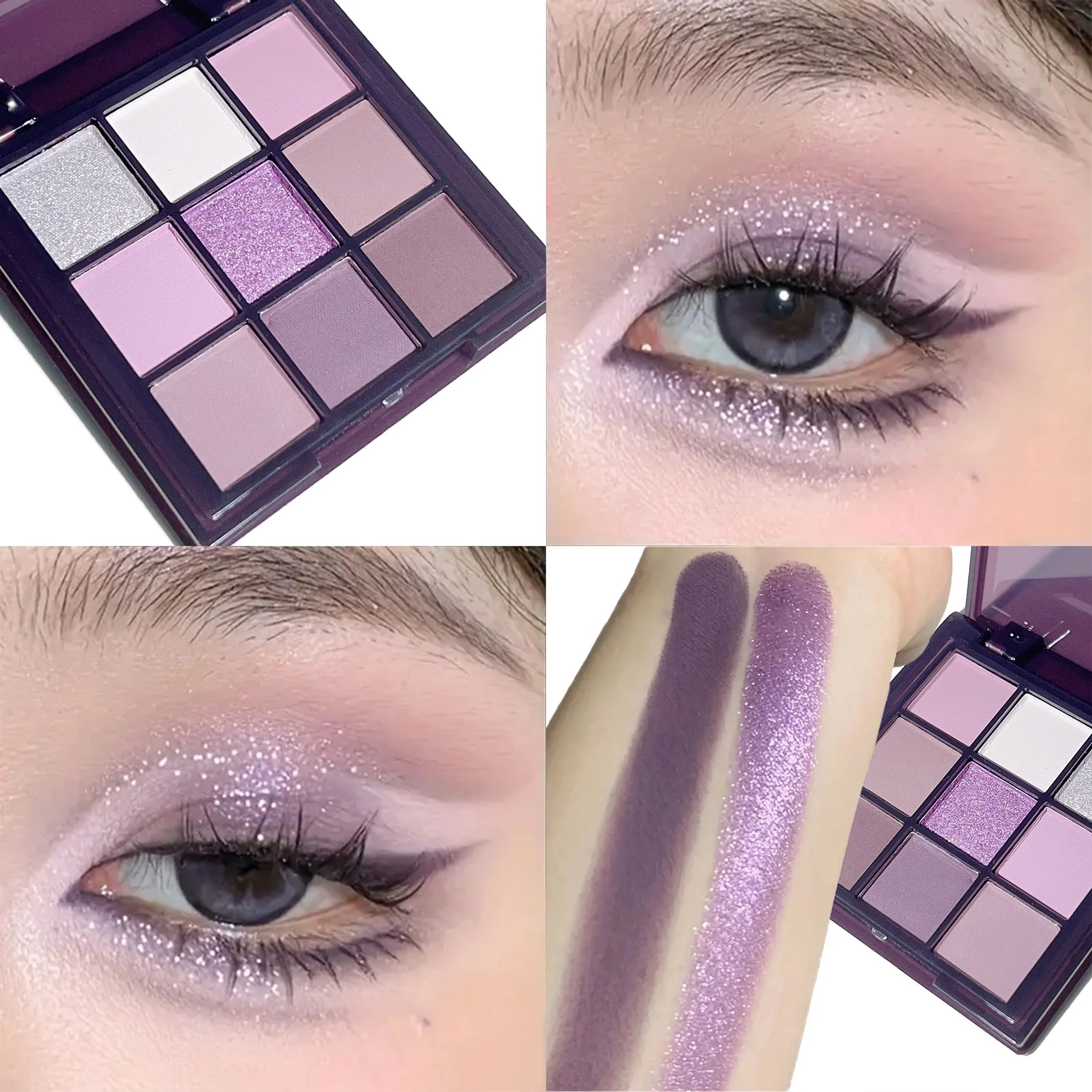 Purple & Violet Eyeshadow Palette with Matte and Shimmer Shades, Smoky and Pearlescent Finishes