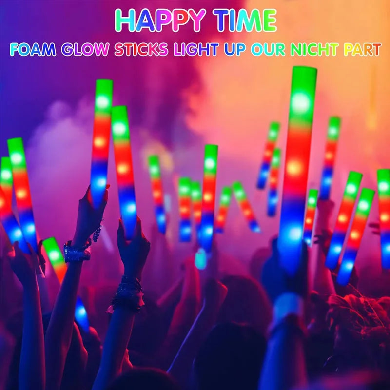10PCS Neon Glow Stick Light Up Party Supplies - Fluorescent LED Foam Bar for Events and Night Parties
