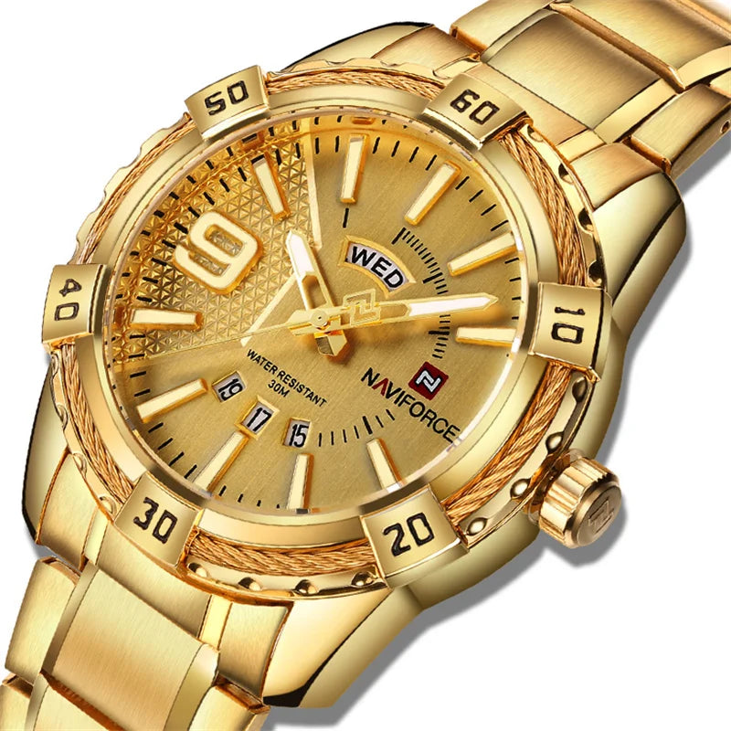 Men's Luxury Quartz Wristwatch Waterproof Steel Band Casual Business Watch