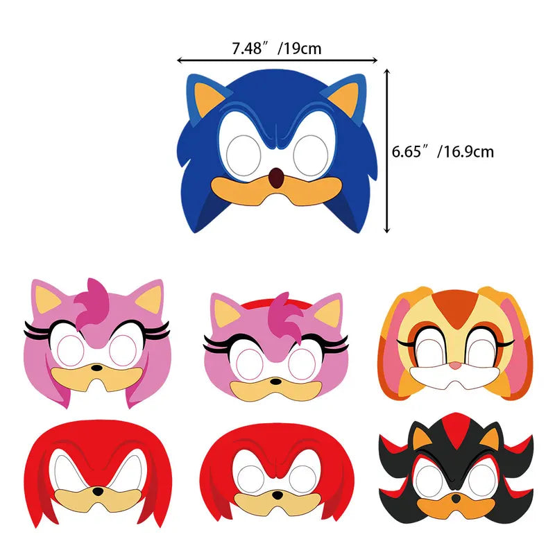12 Pcs Superhero Hedgehog Paper Masks for Costume Party Halloween Christmas