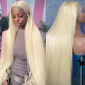 Colored Straight Human Hair Wig 13x4 HD Blonde Lace Front Full Lace Frontal 18-46 Inch