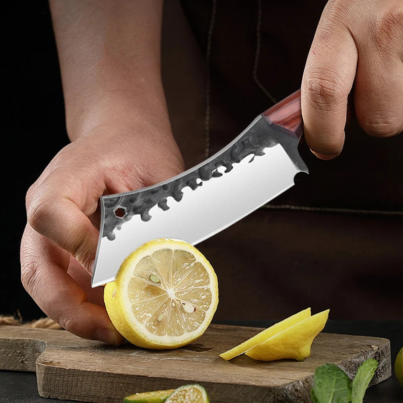 Stainless Steel Kitchen Chef Knife with Wooden Handle - 22cm Sharp Meat & Vegetable Cutter