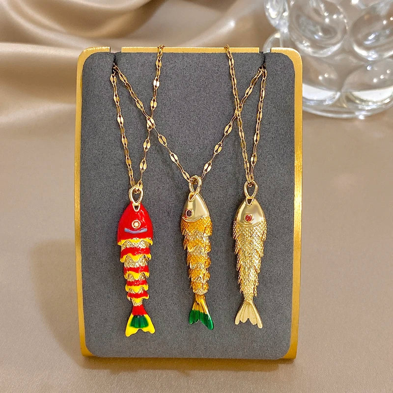 Colorful Fish Pendant Necklace for Women - Versatile Waterproof Jewelry