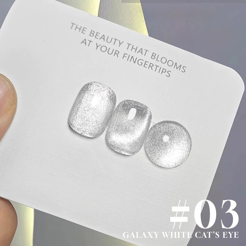 Nail Art Gel Polish Set - Galaxy White Strobe Beads for Manicure, 6 Colors