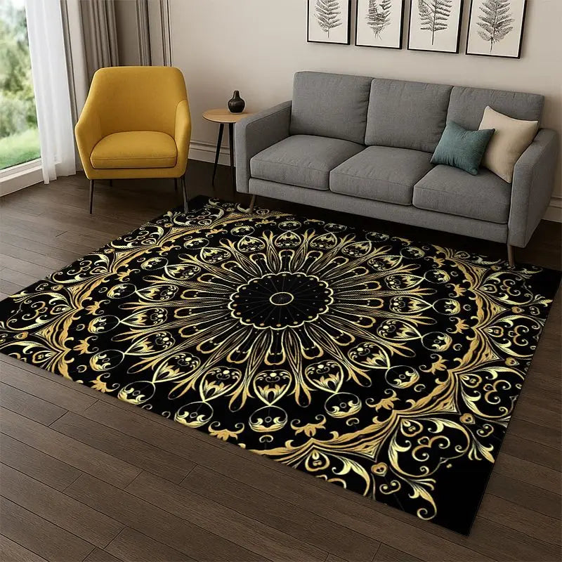 Bohemia Mandala Flower Yoga Rug Non-slip Doormat for Home & Play Area