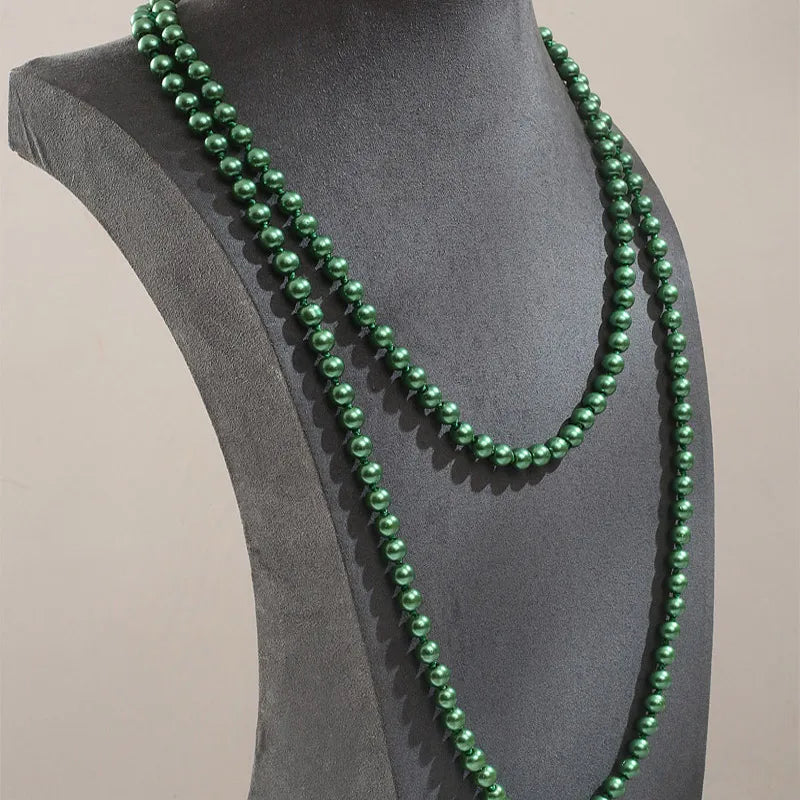 Long Pearl Necklace for Women Handmade Beaded Chain Jewelry Accessories