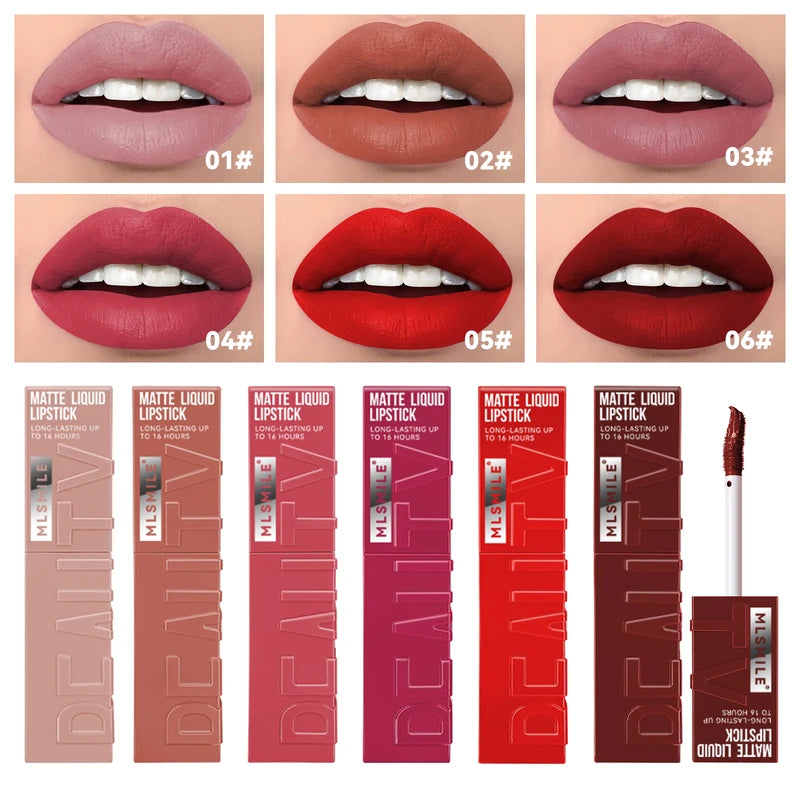 Long Lasting Velvet Matte Lipstick 6 Colors Waterproof Non-Stick Lip Gloss