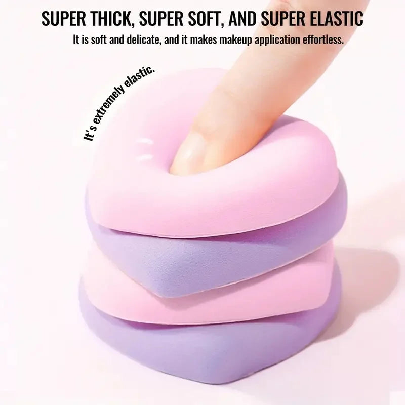 6pcs Heart-Shaped Makeup Sponge Puffs - Dry & Wet Dual Use Cosmetic Sponges