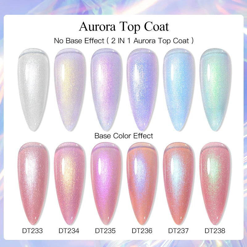2-in-1 Glitter Top Coat Gel Nail Polish - Holographic Semi-Permanent UV Varnish