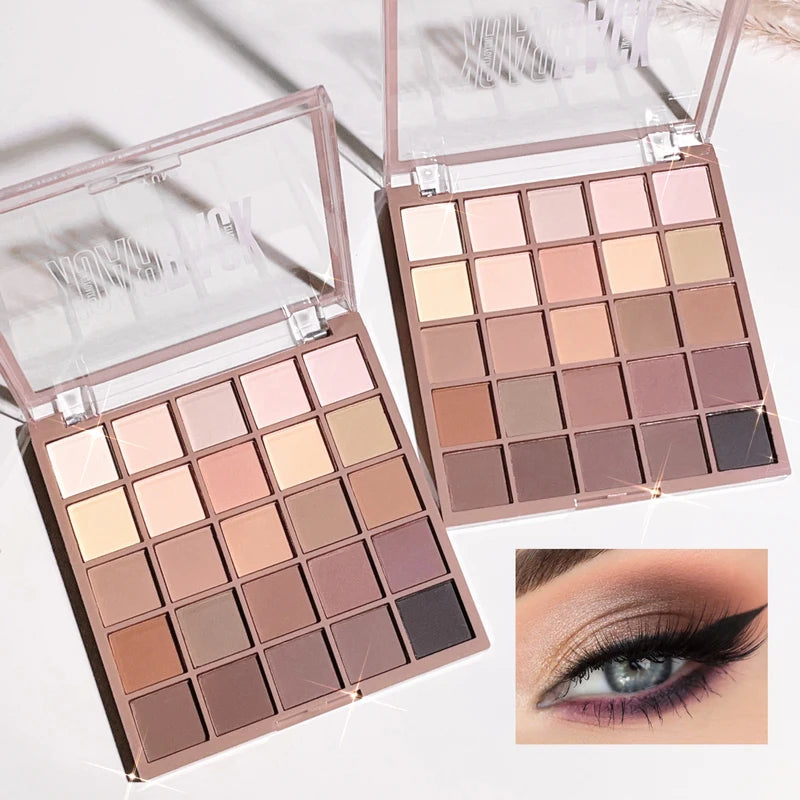 25-Color Matte Eyeshadow Palette Waterproof & Sweatproof for Daily Makeup