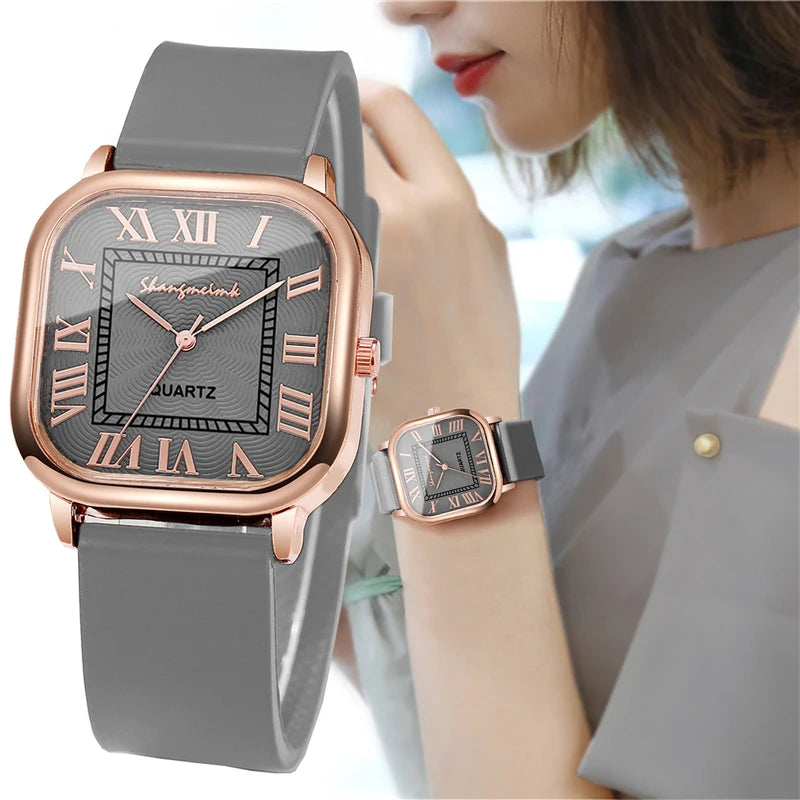 Women’s Casual Silicone Band Quartz Wristwatch with Roma Dial - Multiple Colors