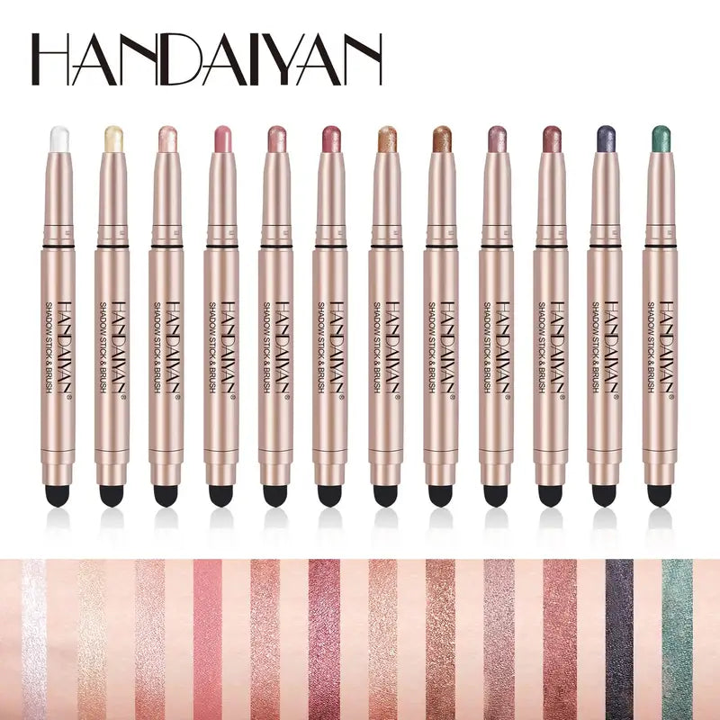 Waterproof Metallic Eyeshadow Stick Set - Long Lasting Cream & Highlight Pen