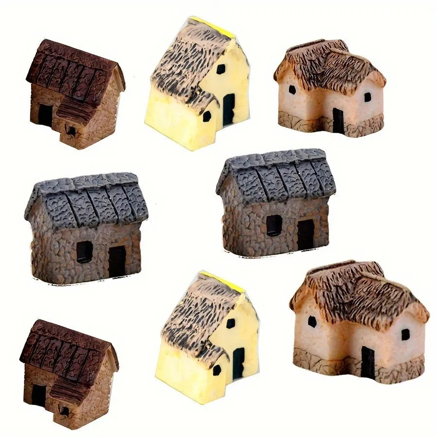 Mini Resin House Statue for Dollhouse, Fairy Garden, Bonsai & Succulent Decor