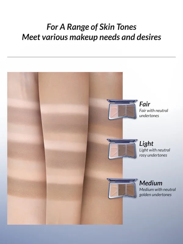 Kaleidos Contour Highlighter Palette - 3 Natural Matte Face Shades for Brightening & Nose Contouring